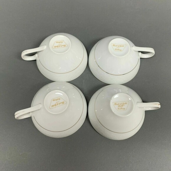Touch of Gold Embassy Cups White Border Design Gold Trim Lot of 4 - Picture 7 of 12